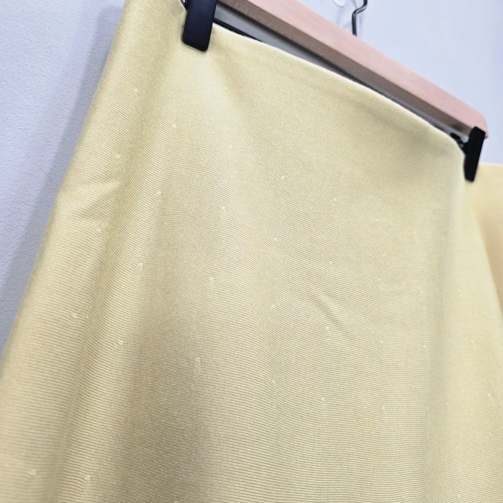 COS Knit Midi Skirt M Butter Yellow Wool Blend Elastic Waistband Textured Office